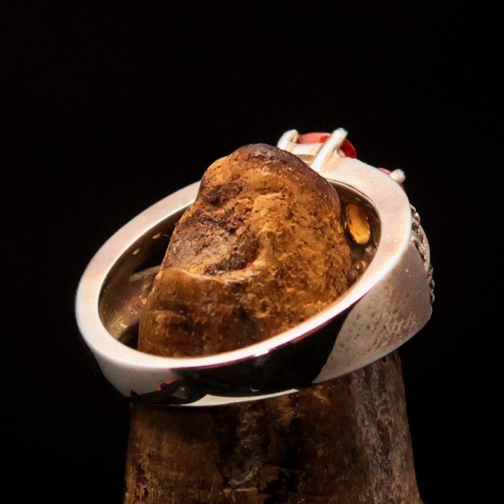 Orange Sapphire Ring, Natural Sapphire ring, Sterling Silver Ring, 28