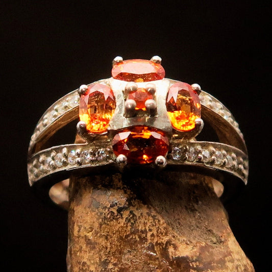 Orange Sapphire Ring, Natural Sapphire ring, Sterling Silver Ring, 28
